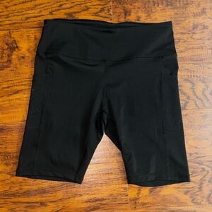 Beverly Hills Polo Club Women’s Black High-Waist Biker Shorts with Side Pockets